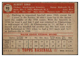 1952 Topps Baseball #093 Al Sima Senators VG-EX 488080