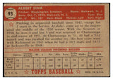 1952 Topps Baseball #093 Al Sima Senators VG 488082