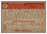 1952 Topps Baseball #101 Max Lanier Giants VG 488100