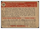 1952 Topps Baseball #103 Cliff Mapes Tigers FR-GD 488104