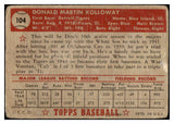 1952 Topps Baseball #104 Don Kolloway Tigers FR-GD 488107