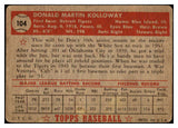 1952 Topps Baseball #104 Don Kolloway Tigers VG 488108