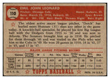 1952 Topps Baseball #110 Dutch Leonard Cubs VG 488122