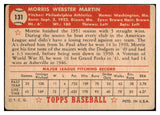 1952 Topps Baseball #131 Morrie Martin A's Fair 488171