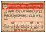 1952 Topps Baseball #145 Joe Haynes Senators VG-EX 488204