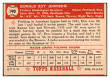 1952 Topps Baseball #190 Don Johnson Senators EX 488309