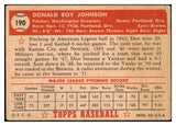 1952 Topps Baseball #190 Don Johnson Senators VG 488310