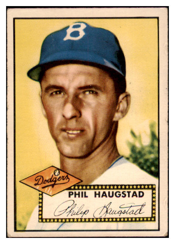 1952 Topps Baseball #198 Phil Haugstad Dodgers VG 488325