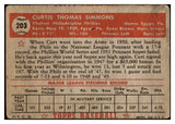 1952 Topps Baseball #203 Curt Simmons Phillies PR-FR 488336