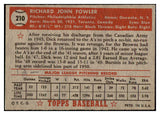 1952 Topps Baseball #210 Dick Fowler A's GD-VG 488355