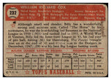 1952 Topps Baseball #232 Billy Cox Dodgers PR-FR 488401