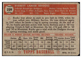 1952 Topps Baseball #239 Rocky Bridges Dodgers VG 488411