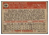 1952 Topps Baseball #240 Jack Phillips Pirates VG 488412