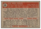 1952 Topps Baseball #240 Jack Phillips Pirates EX 488413