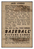 1952 Bowman Baseball #251 Jack Lohrke Phillies GD-VG 488536