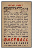 1951 Bowman Baseball #311 Mickey Harris Senators EX-MT 488545