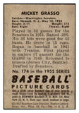 1952 Bowman Baseball #174 Mickey Grasso Senators Good 488560