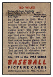 1951 Bowman Baseball #193 Ted Wilks Cardinals EX 488582