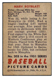 1951 Bowman Baseball #303 Marv Rotblatt White Sox VG-EX 488594