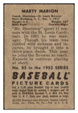 1952 Bowman Baseball #085 Marty Marion Browns VG-EX 488623