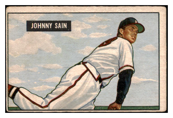 1951 Bowman Baseball #314 Johnny Sain Braves VG-EX 488626