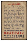 1951 Bowman Baseball #321 Earl Johnson Tigers FR-GD 488828