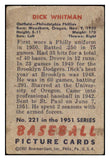 1951 Bowman Baseball #221 Dick Whitman Phillies VG 488829