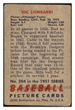 1951 Bowman Baseball #204 Vic Lombardi Pirates VG 488830