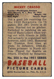 1951 Bowman Baseball #205 Mickey Grasso Senators VG 488835