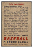 1951 Bowman Baseball #221 Dick Whitman Phillies VG 488836