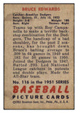 1951 Bowman Baseball #116 Bruce Edwards Dodgers VG 488840