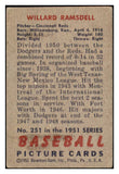 1951 Bowman Baseball #251 Willard Ramsdell Reds VG 488843