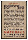 1951 Bowman Baseball #097 Bob Kuzava Senators FR-GD 488850
