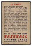 1951 Bowman Baseball #013 Eddie Stanky Giants PR-FR 488863