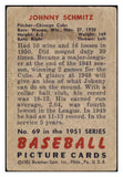 1951 Bowman Baseball #069 Johnny Schmitz Cubs FR-GD 488875