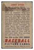 1951 Bowman Baseball #226 Jimmy Dykes A's FR-GD 488880