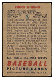 1951 Bowman Baseball #158 Chuck Diering Cardinals FR-GD 488882