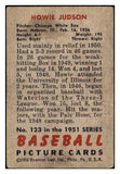 1951 Bowman Baseball #123 Howie Judson White Sox FR-GD 488885