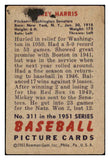 1951 Bowman Baseball #311 Mickey Harris Senators FR-GD 488887