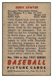 1951 Bowman Baseball #184 Eddie Sawyer Phillies VG 488898