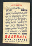 1951 Bowman Baseball #190 Joe Hatten Dodgers VG 488899