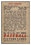 1951 Bowman Baseball #043 Bill Demars Browns VG 488909