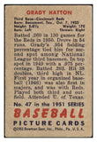 1951 Bowman Baseball #047 Grady Hatton Reds VG 488910