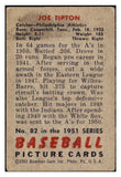 1951 Bowman Baseball #082 Joe Tipton A's VG 488916