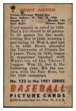 1951 Bowman Baseball #123 Howie Judson White Sox VG 488921