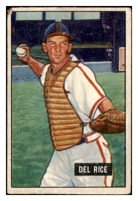 1951 Bowman Baseball #156 Del Rice Cardinals VG 488925