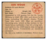 1950 Bowman Baseball #190 Ken Wood Browns VG No Copyright 488937