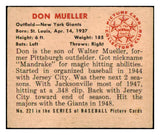 1950 Bowman Baseball #221 Don Mueller Giants EX-MT No Copyright 488963