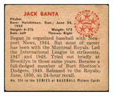 1950 Bowman Baseball #224 Jack Banta Dodgers VG-EX No Copyright 488967