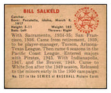 1950 Bowman Baseball #237 Bill Salkeld White Sox EX No Copyright 488980